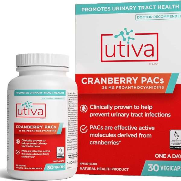 Utiva Cranberry PACs – Clinically Proven 36mg PACs for UTI Avoidance