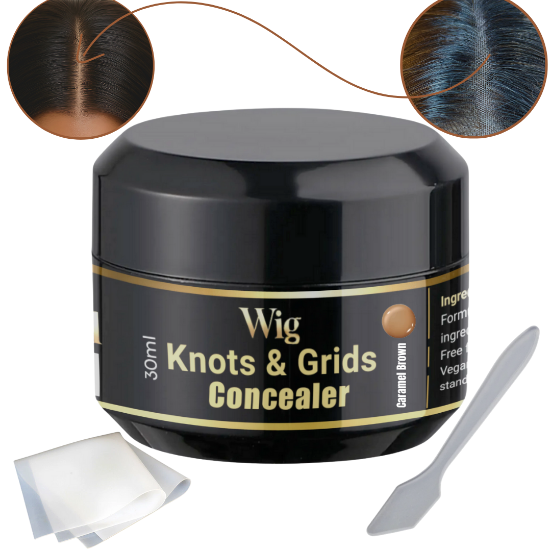 HD Lace Wig Knots, Holes Grid Concealer filler scalp illusion hide bleach makeup Caramel Brown