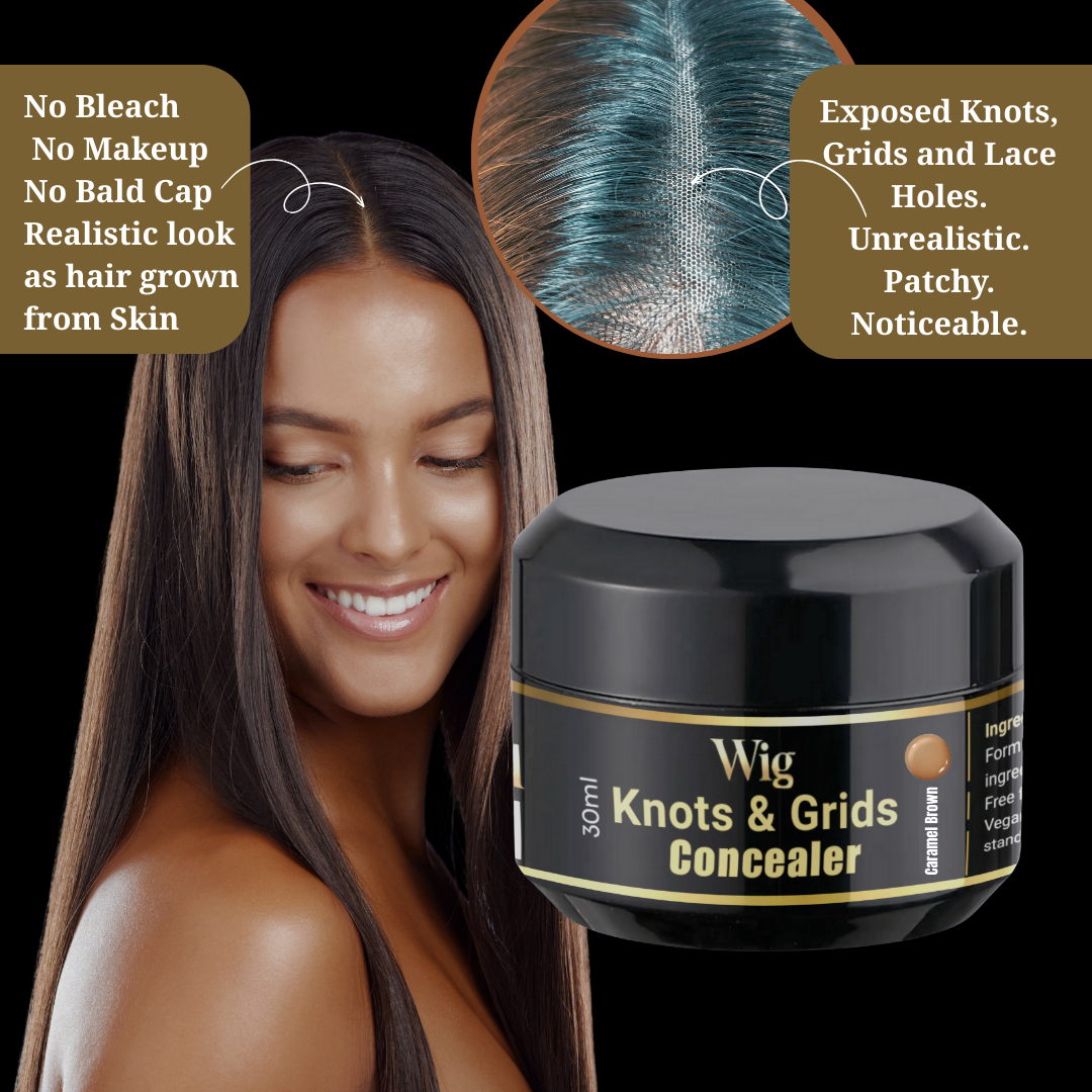 HD Lace Wig Knots, Holes Grid Concealer filler scalp illusion hide bleach makeup Caramel Brown shade